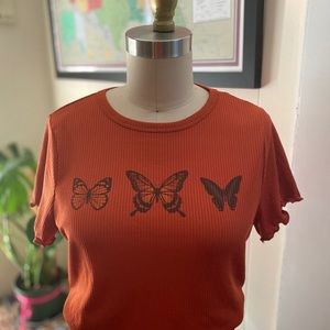 Y2K Pumpkin 🎃 Spice Butterfly Top by Papaya - M